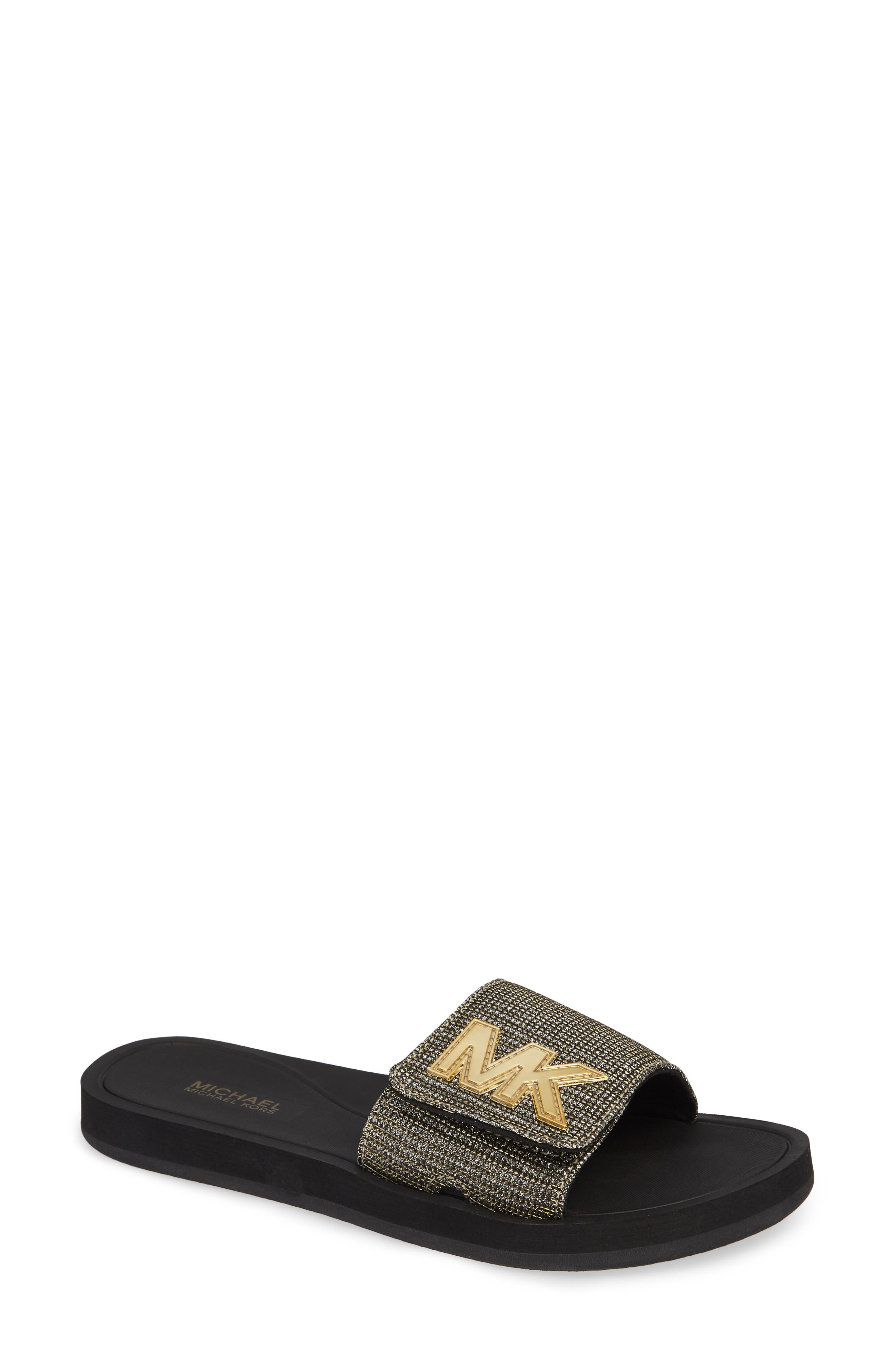 mk logo slide sandal
