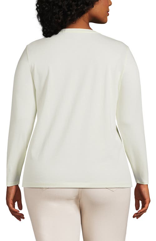 Shop Lands' End Plus Size Relaxed Supima Cotton Long Sleeve Crew Neck T-shirt In Fresh Ivory