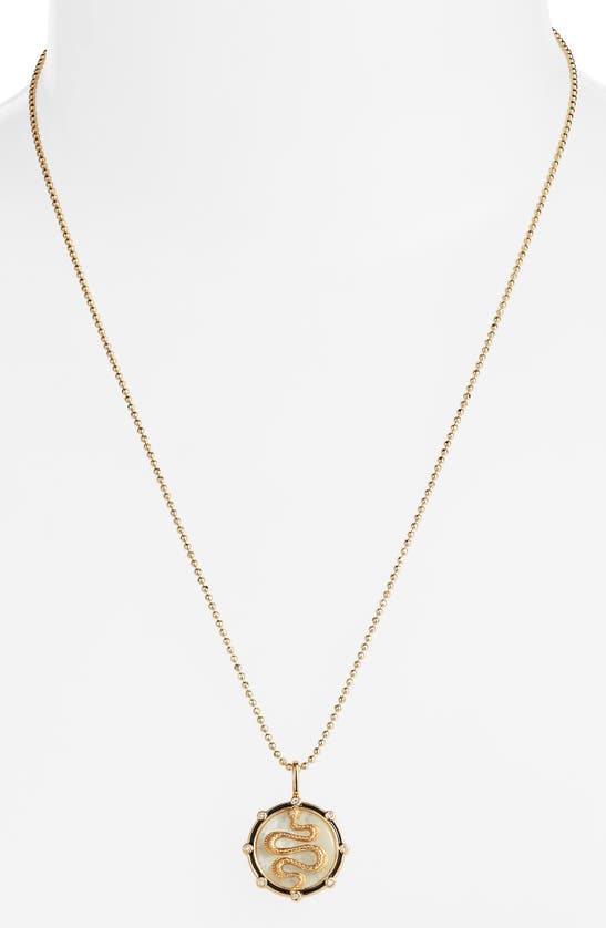 Shop Miranda Frye Avery Chain Necklace With Moonstone Snake Charm Pendant In Gold
