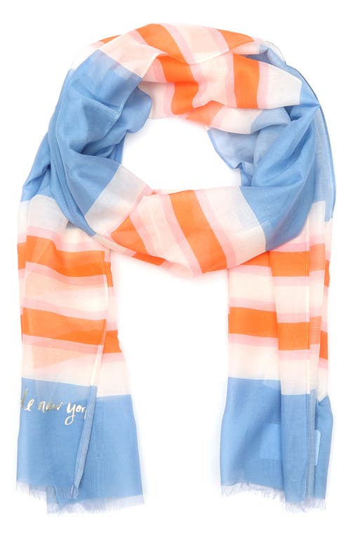 springtime stripe cotton & silk scarf in Cosmic Zen