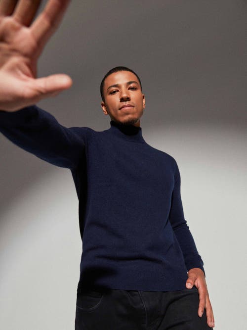 Shop Gobi Cashmere Turtle Neck In Navy