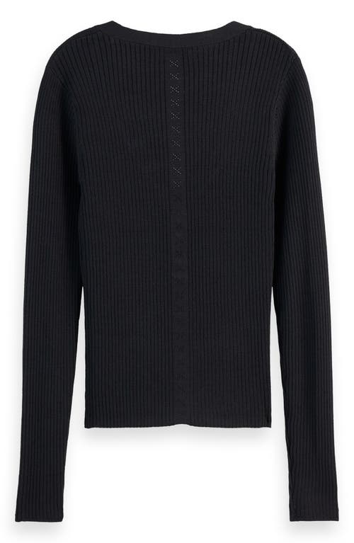 Shop Scotch & Soda Rib Henley Sweater In Evening Black