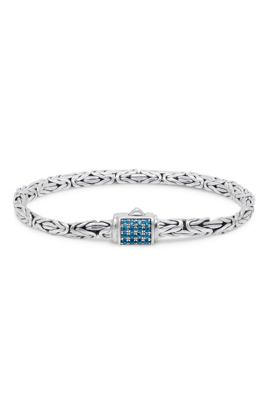 Shop Devata Sterling Silver Semiprecious Stone Chain Bracelet In Silver Blue