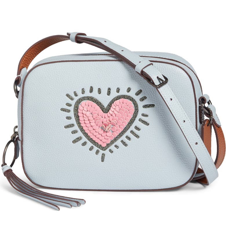 COACH x Keith Haring Sequin Heart Leather Camera Bag