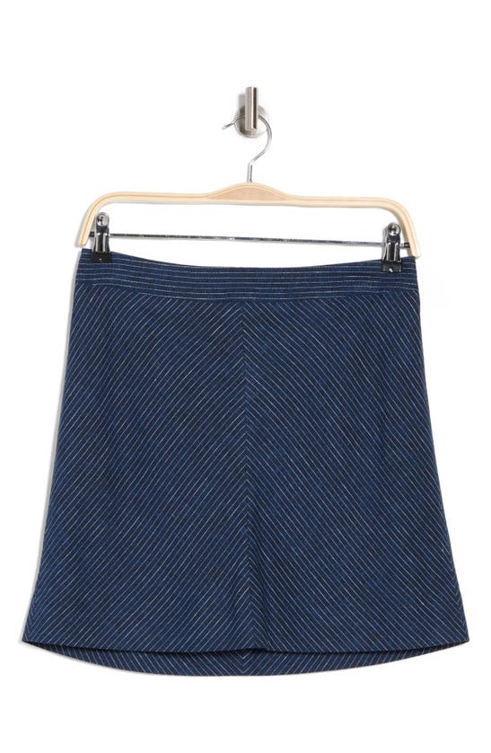 Shop Dkny Pinstripe Linen Blend Skirt In Navy Pinstripe