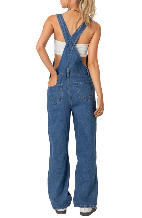 Shop Edikted Rosemary Denim Overalls In Blue-washed