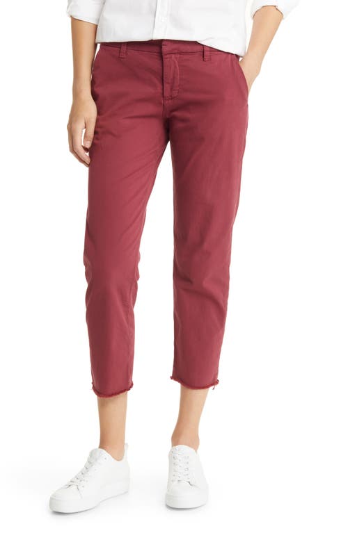 Frank & Eileen Wicklow The Italian Frayed Mid Rise Crop Chino Pants in Oxblood