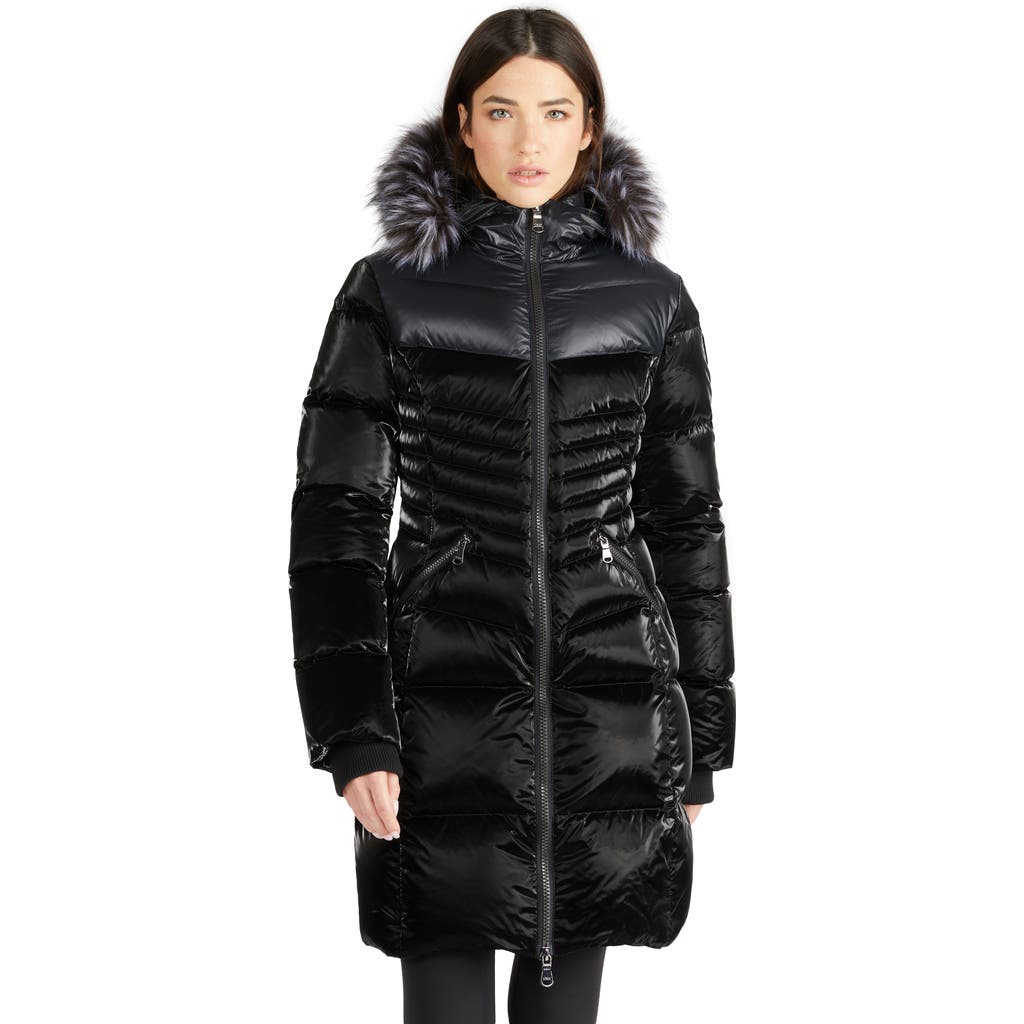 Pajar Faye Quilted Puffer With Fixed Hood And Detachable Hood And Faux Fur Trim In Black
