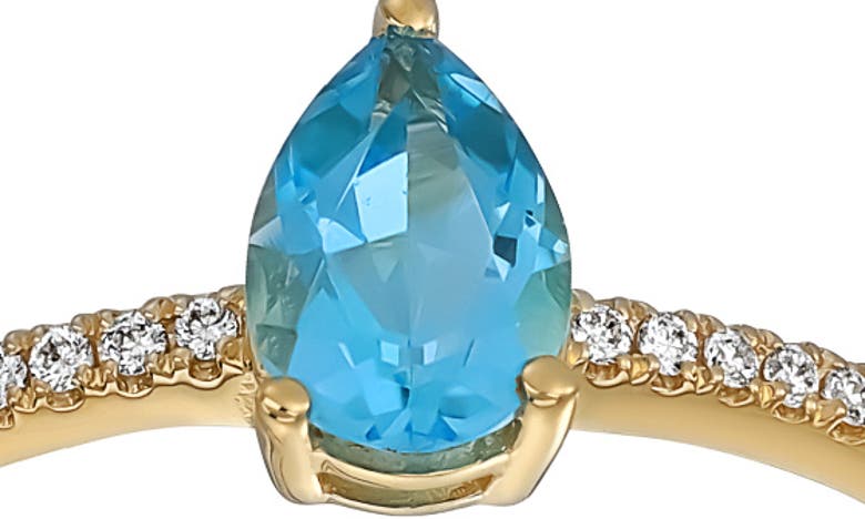 Bony Levy Iris 18k Yellow Gold Blue Topaz & Diamond Stacking Ring In 18k Yellow Gold