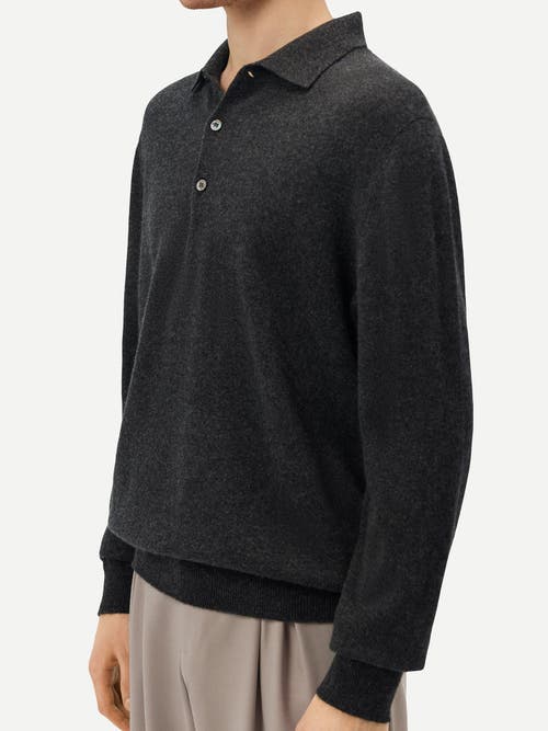 Shop Gobi Cashmere Polo Neck Sweater In Charcoal