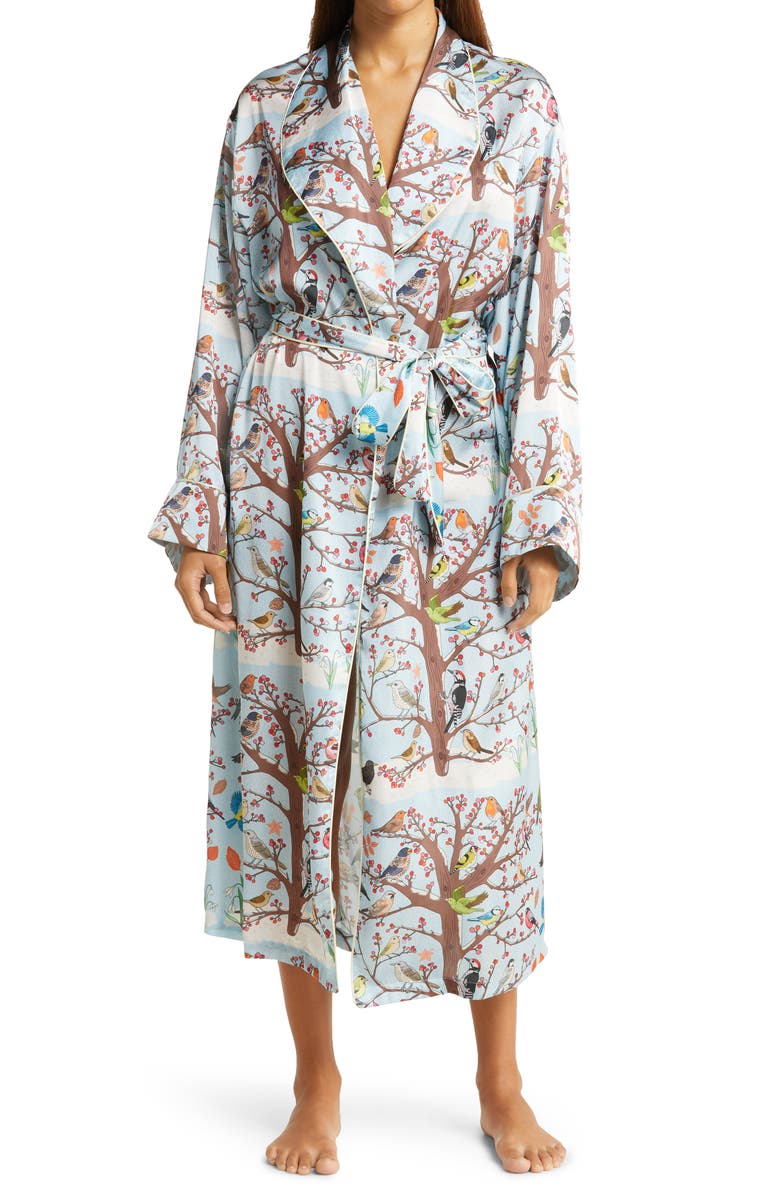 KAREN MABON Winter Birds Long Robe, Main, color, BLUE