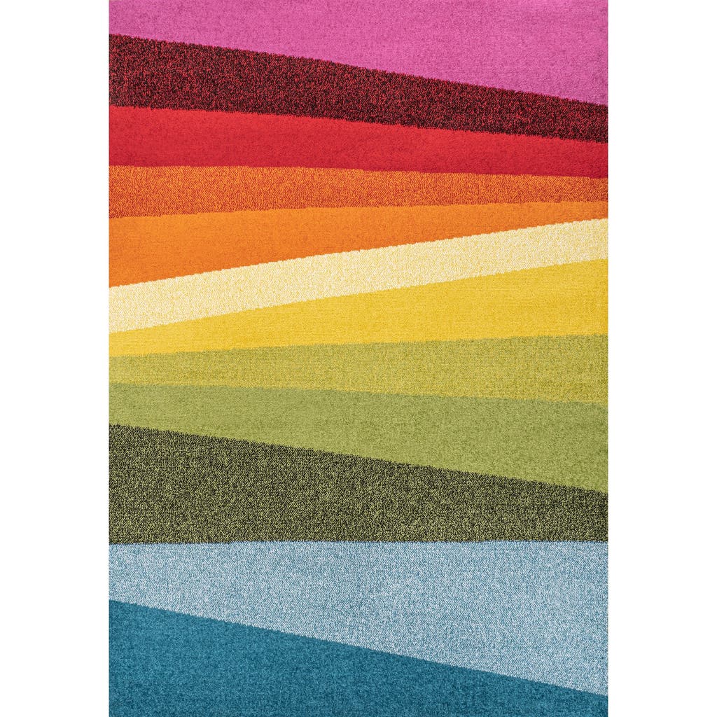 Jonathan Y Prism Geometric Striped Area Rug In Orange/green/blue