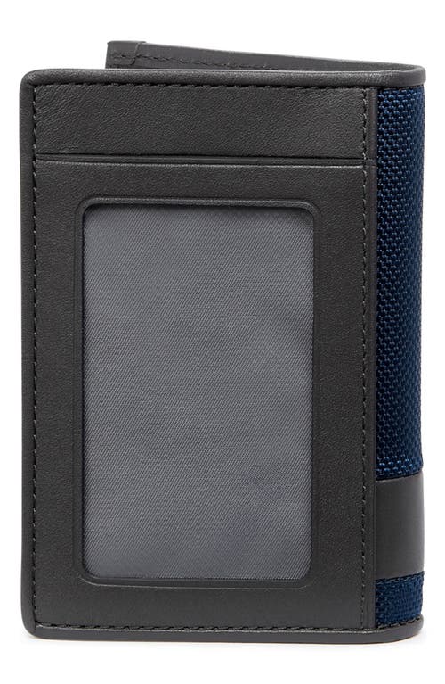 Shop Tumi Ballistic Nylon & Leather Card Case In Navy/grey