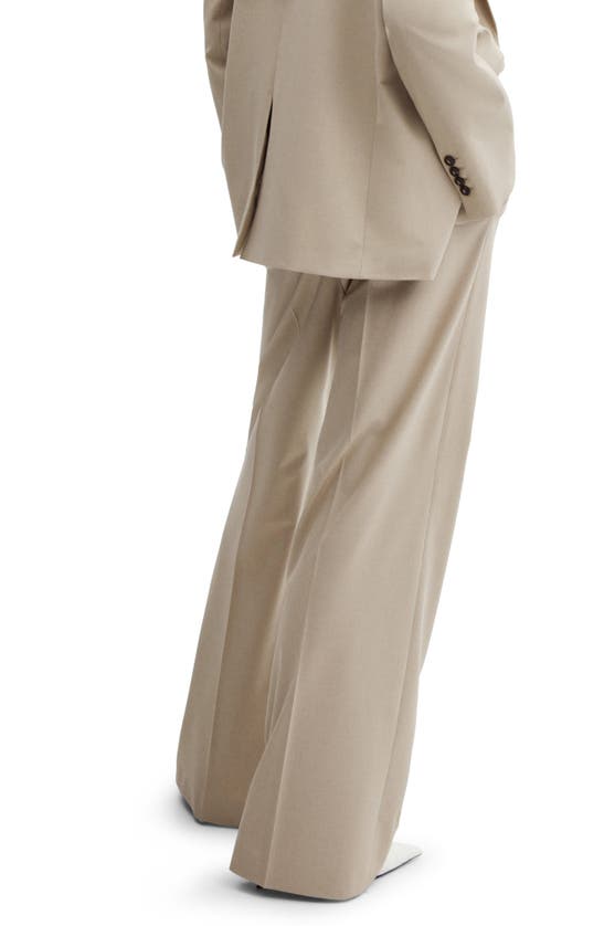 Shop Mango Pleat Front Wide Leg Suit Pants In Beige