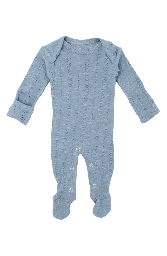 Shop L'ovedbaby Pointelle Organic Cotton Footie In Pool