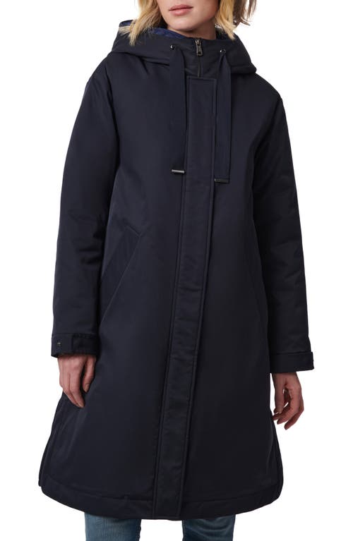 Bernardo Hooded Raincoat With Removable Hooded Bib In Deep Ocean