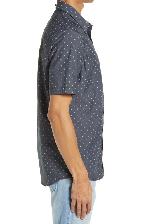 Travismathew Not Your Best Short Sleeve Button-up Shirt In Heather Black