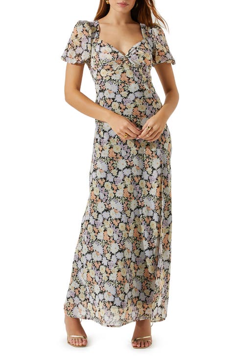 Women's Casual Wear Georgette Floral Printed A-Line Long Gown Maxi Dress