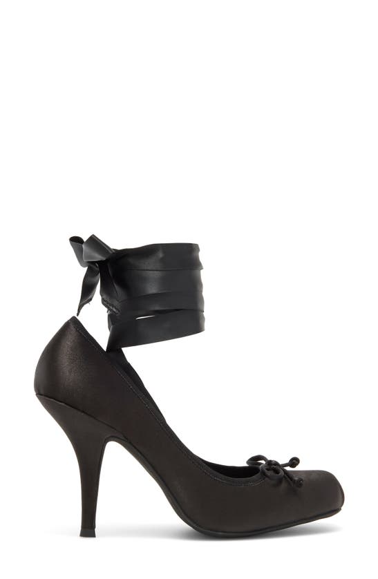 Jeffrey Campbell Nympha Ankle Wrap Pump In Black Satin