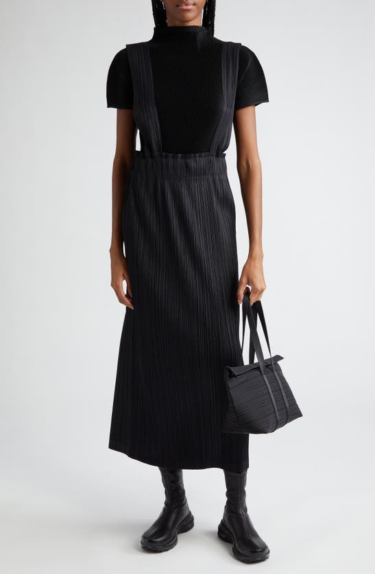 Shop Issey Miyake Pleats Please  Thicker Bottoms Pleated Crop Overall Skirt In Black