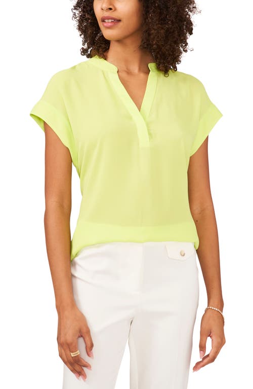 Chaus Split Neck Georgette Blouse in Lime Green