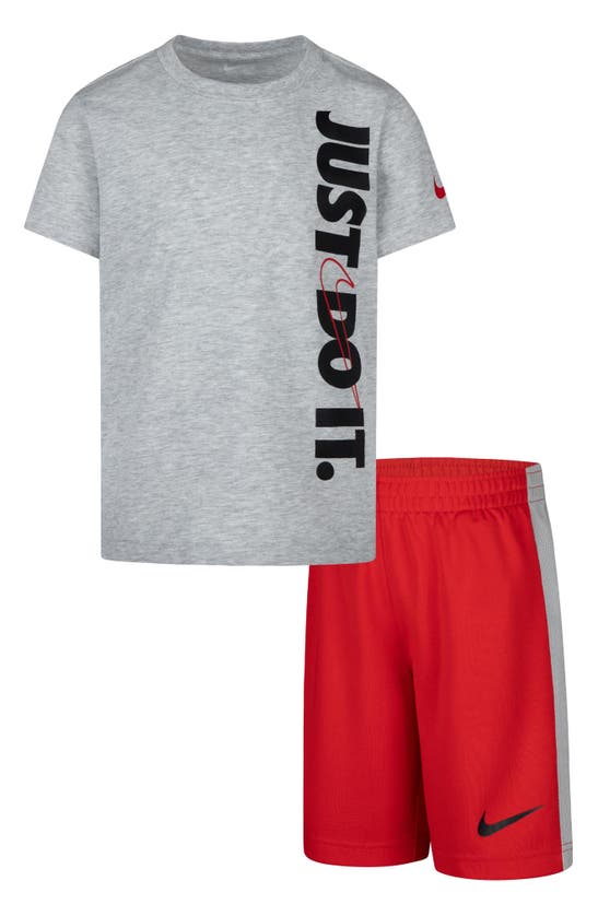 Nike 'just Do It' T-shirt & Shorts Set In University Red