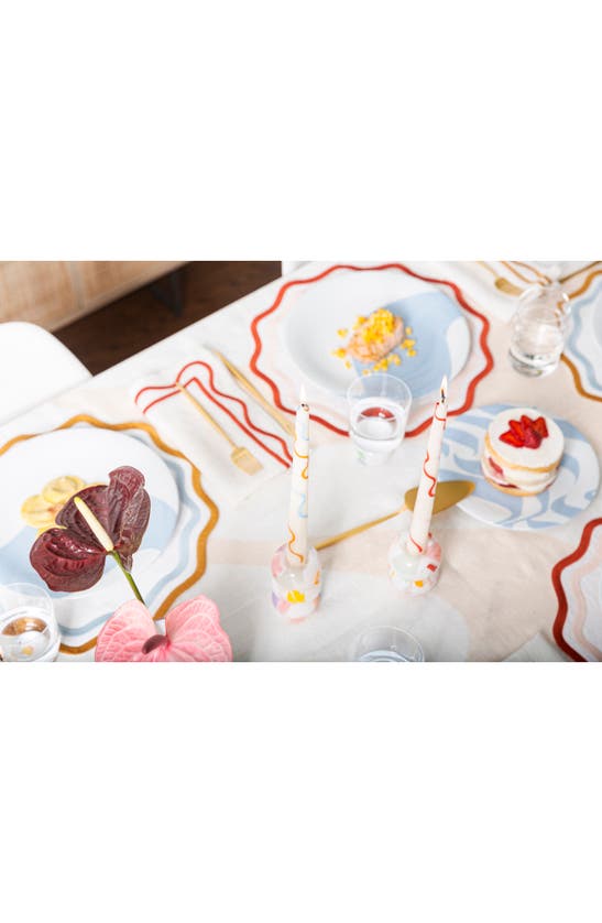 Misette Colorblock Linen Four-piece Napkin Set In Color Block Rust