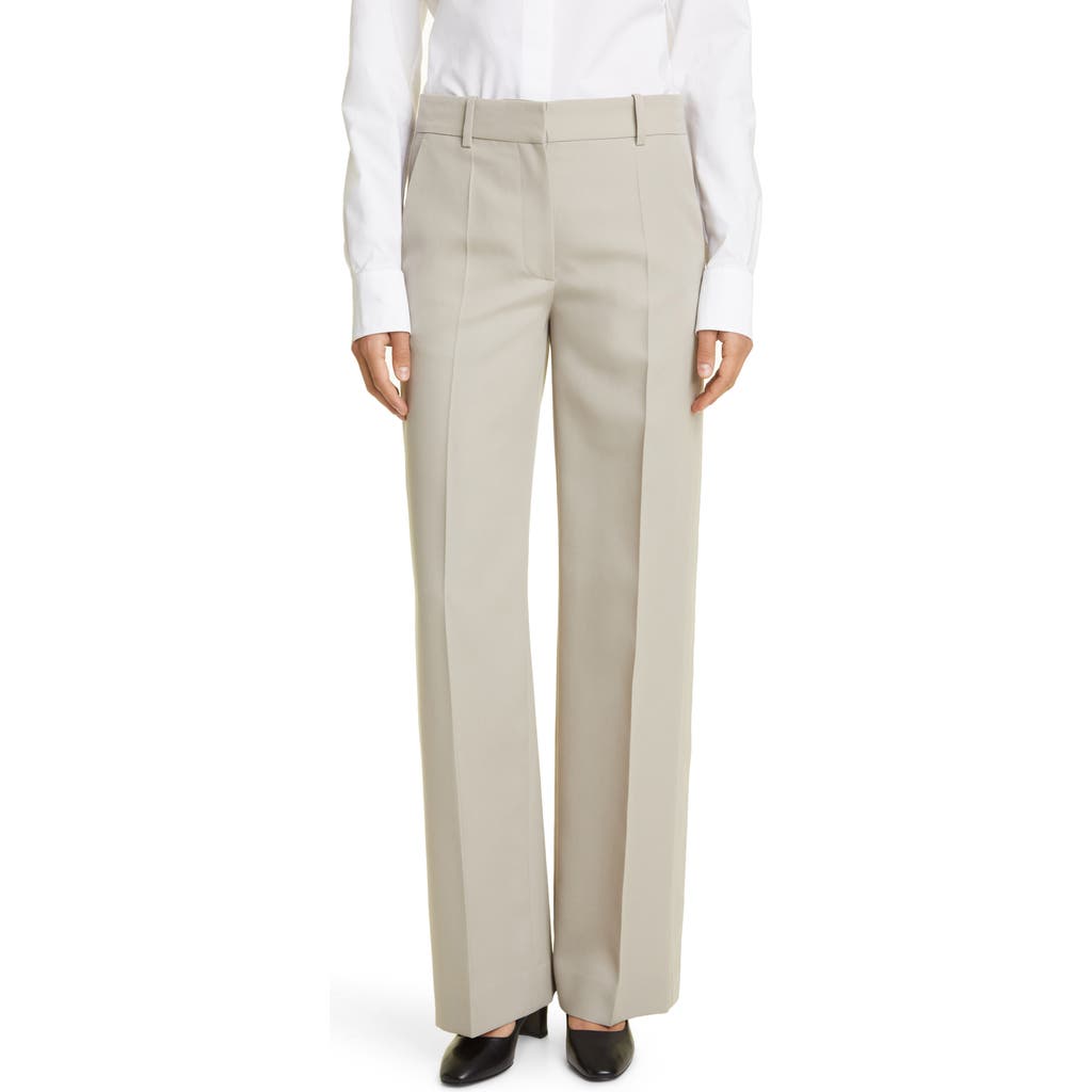The Row Bremy Straight Leg Wool Trousers In Beige/grey