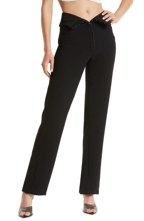 HOUSE OF CB Ava Fold Front Trousers Black at Nordstrom,