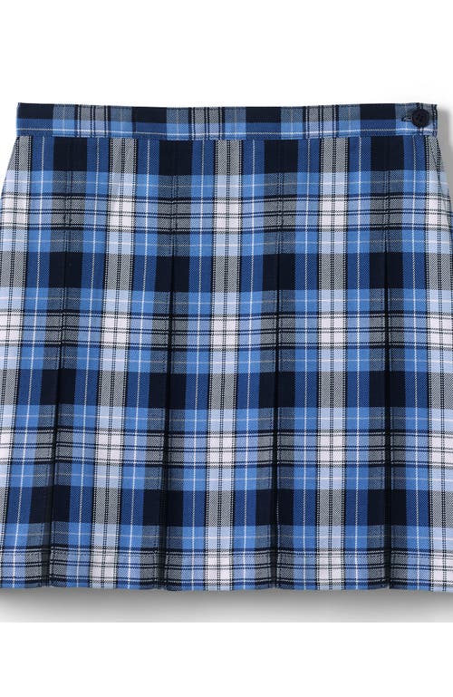 Shop Lands' End School Uniform Girls Plaid Box Pleat Skirt Top Of The Knee In Clear Blue Plaid