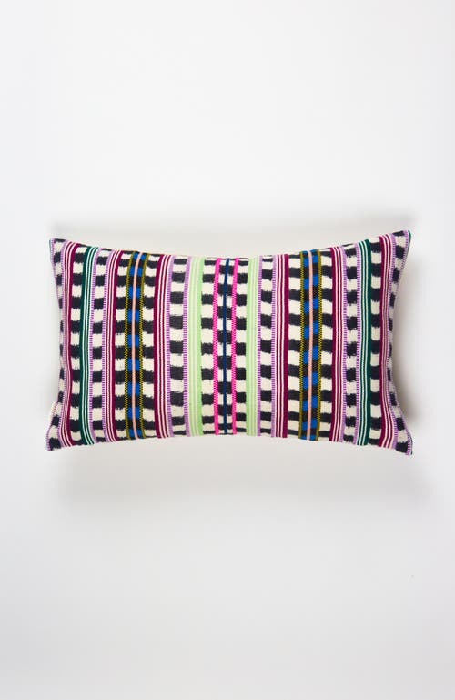 Archive Ny Santiago Lime And Pink Handwoven Cotton Ikat Rectangle Throw Pillow In Multicolored
