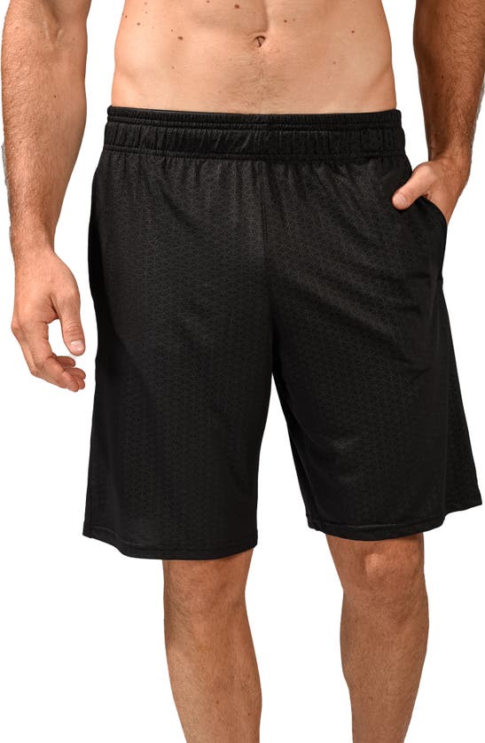 90 Degree By Reflex Geometric Patterned Basketball Shorts In Embossed Black