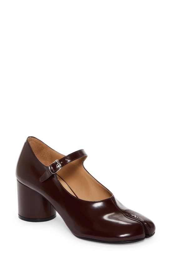 Shop Maison Margiela Tabi Mary Jane Pump In Bordeaux