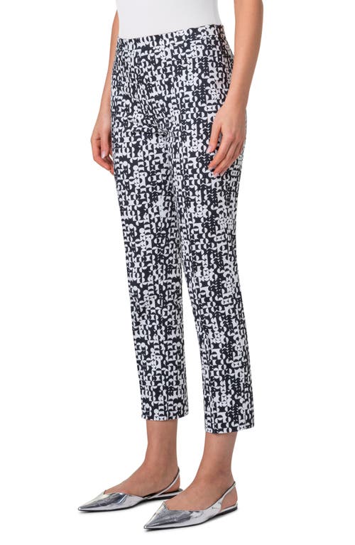 Akris Punto Franca Mini Half Grid Circle Print Stretch Denim Crop Pants In Cream-black