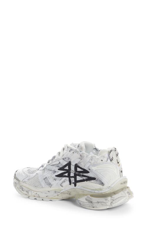 Shop Balenciaga Graffiti Runner In White/black