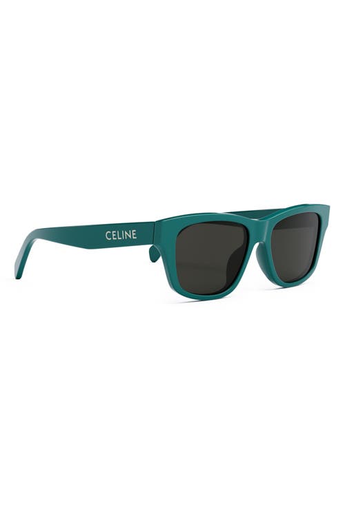 Shop Celine Monochroms 55mm Square Sunglasses In Shiny Turquoise/smoke