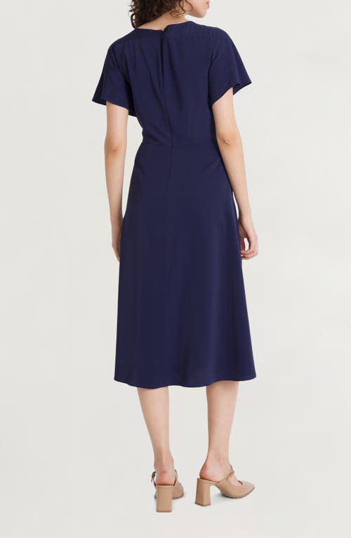 Shop Luxely Flutter Sleeve Midi Dress In Evening Blue