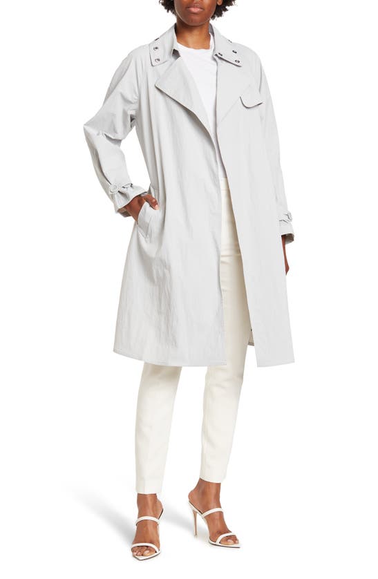 Donna Karan Woman Grommet Notch Collar Trench Coat In Silver