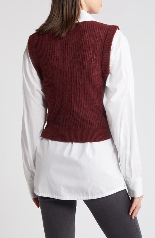 Shop Madewell Romy Shrunken Sweater Vest In Dark Cabernet