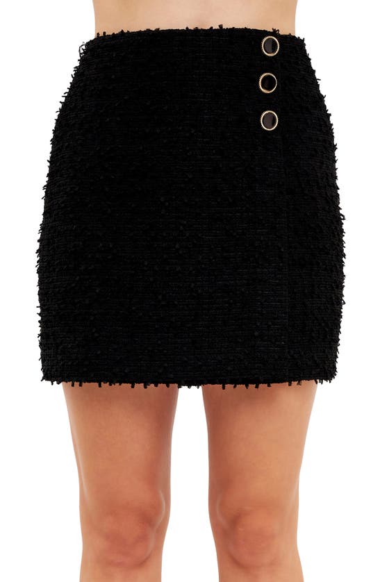 Shop Endless Rose Three-button Tweed Miniskirt In Black