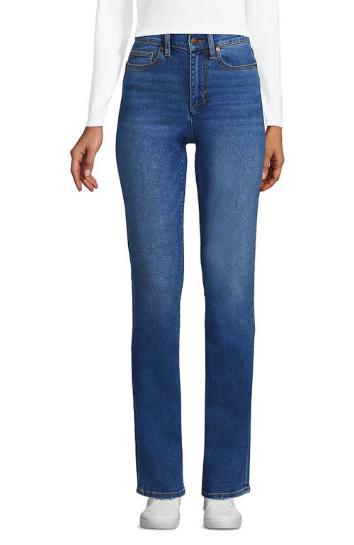 Shop Lands' End Recover High Rise Straight Leg Blue Jeans In Indigo Tide Blue