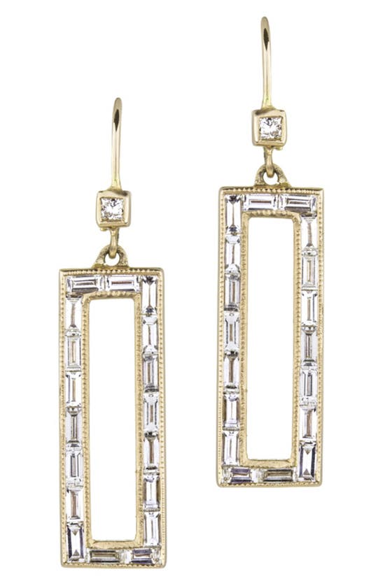 Sethi Couture Silhouette Diamond Rectangle Drop Earrings In Yellow Gold/diamond