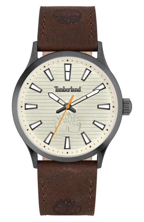 Timberland Trumbull Leather Strap Watch, 45mm in Brown Dark at Nordstrom