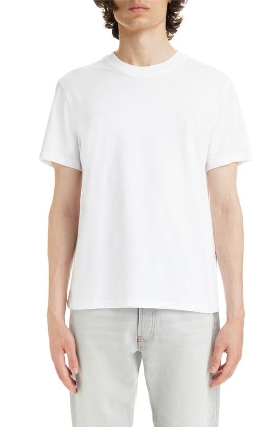 Shop Ami Alexandre Mattiussi Ami De Coeur Cotton Logo T-shirt In Wool Gabardine White
