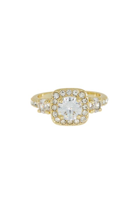 Pavé Cubic Zirconia Engagement Ring