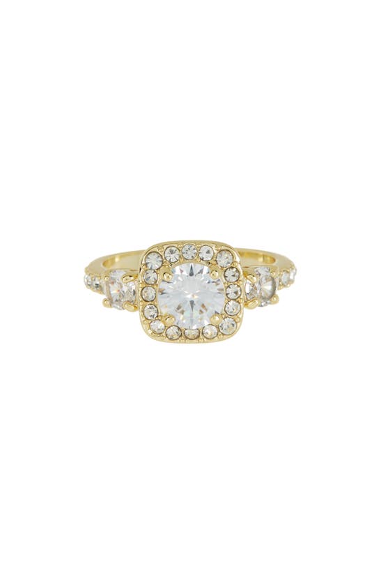 Shop Covet Pavé Cubic Zirconia Engagement Ring In Gold