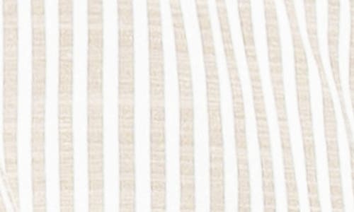 Shop Max Studio Stripe Short Sleeve Blouse In Taupe/black Framed Stripe