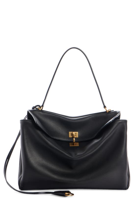 Balenciaga Medium Rodeo Leather Handbag In Black