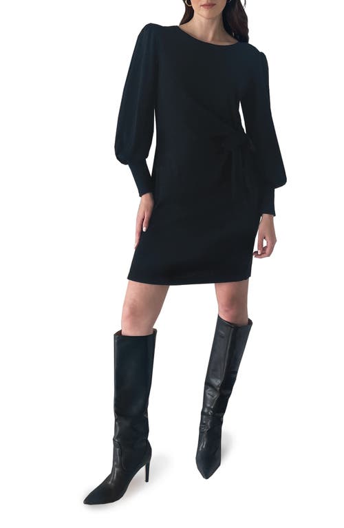 Julia Jordan Long Sleeve Tie Side Sweater Dress in Black