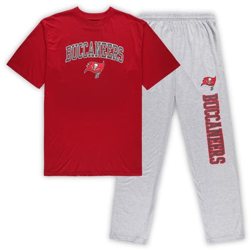 Men's Concepts Sport Red/Heathered Gray Tampa Bay Buccaneers Big & Tall T-Shirt & Pants Sleep Set